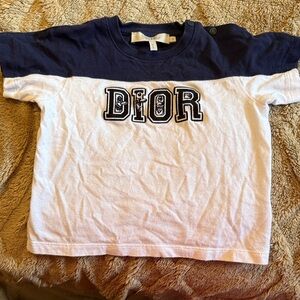 Baby Dior Two-Tone Navy and White Tee